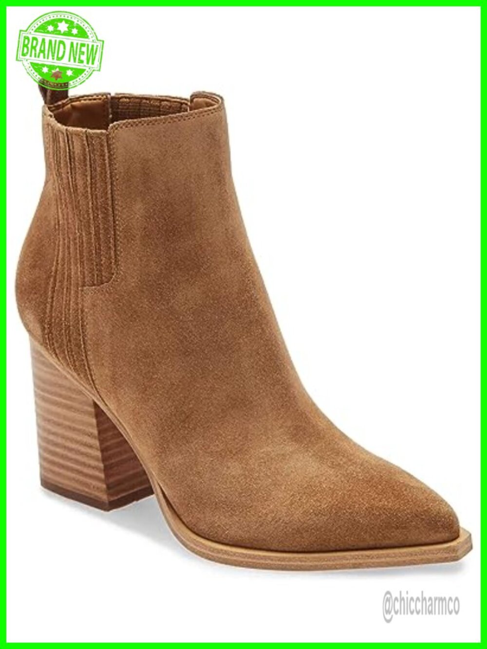 Suede Ankle Booties Pointed Toe Chunky Block Heel Fur Lined Zip Winter
